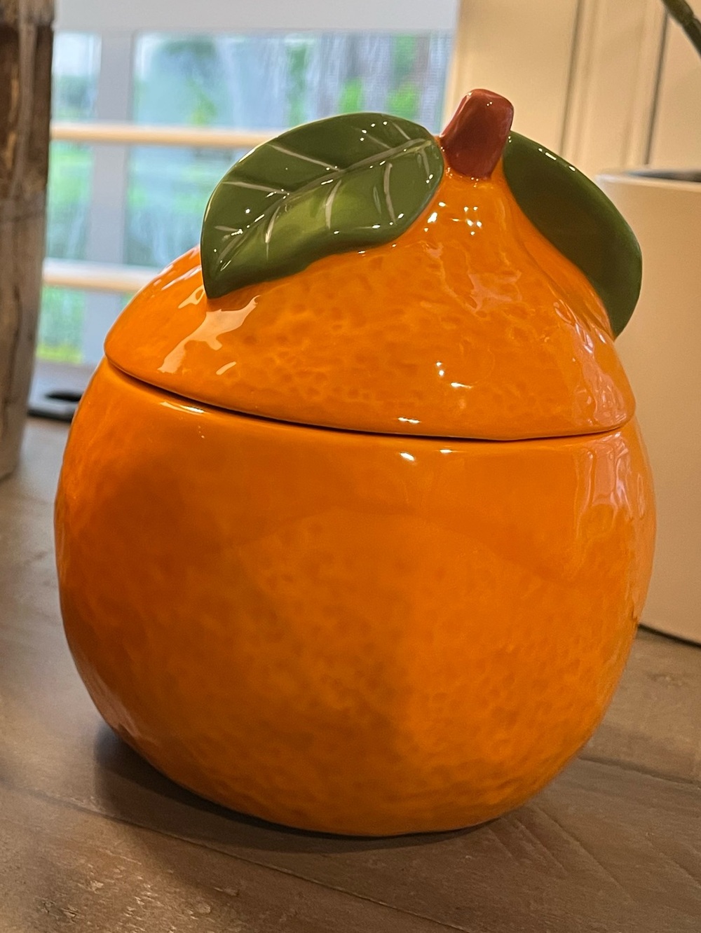 Rae Dunn Orange Ceramic Tea Canister with Sealing Lid - Picture 3 of 6